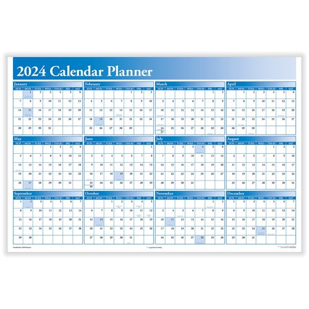 UPC: 0619011633925 | 2024 ComplyRight 24  x 36  Yearly Dry Erase Wall Calendar Reversible Blue (J0056BL)