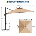 thumbnail image 3 of EastVita 10 Ft Square Patio Umbrella Outdoor Cantilever Umbrella 360 Degree Rotatable UV Protection Roman Umbrella For Pool Patio Garden Tan, 3 of 5