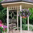 thumbnail image 2 of Artificial Flowers Hanging Basket for Outdoor Indoor, Fake Orchid Flowers in Coconut Lining Hanging Basket for Home Courtyard Decoration, 5 Branches Flowers in '' Basket(Blue), 2 of 5