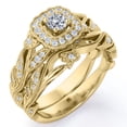 thumbnail image 1 of JeenMata Anillo de Filigrana de Diamantes Eduardianos con Diamantes Redondos Estilo Art Déco, Anillo de Bodas Engastado en Oro Amarillo de 10 K, 1 of 6