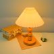 thumbnail image 4 of Mesita de noche de madera retro for dormitorio, pantalla plisada, lámpara de mesa pequeña, 4 of 4