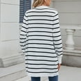 thumbnail image 4 of Aloohaidyvio Women's Knit Stripes Cardigan Sweater Long Sleeve Open Front Basic Classic Casual Soft Lightweight Knitted Shrug Black S, 4 of 8
