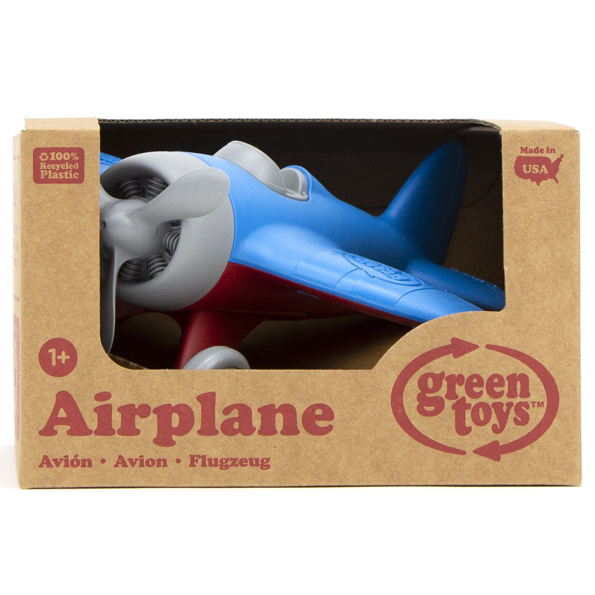 Green Toys: Airplane - Blue - Pretend Play Vehicle Toy, Recycled Material, Improve Aeronautical Knowledge, Spinning Propeller, Kids-Toddlers Ages 1+