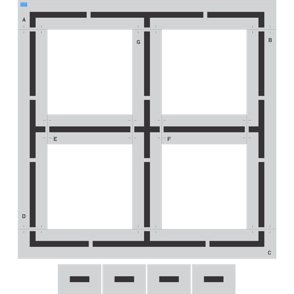 10' Four Square with 4 keys Stencil Playground Stencil Thickness: .060