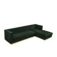 thumbnail image 4 of Inspired Home Anniston Velvet Upholstered Chaise Sectional Sofa w/ Gold Base, (Right), Hunter Green, 4 of 10