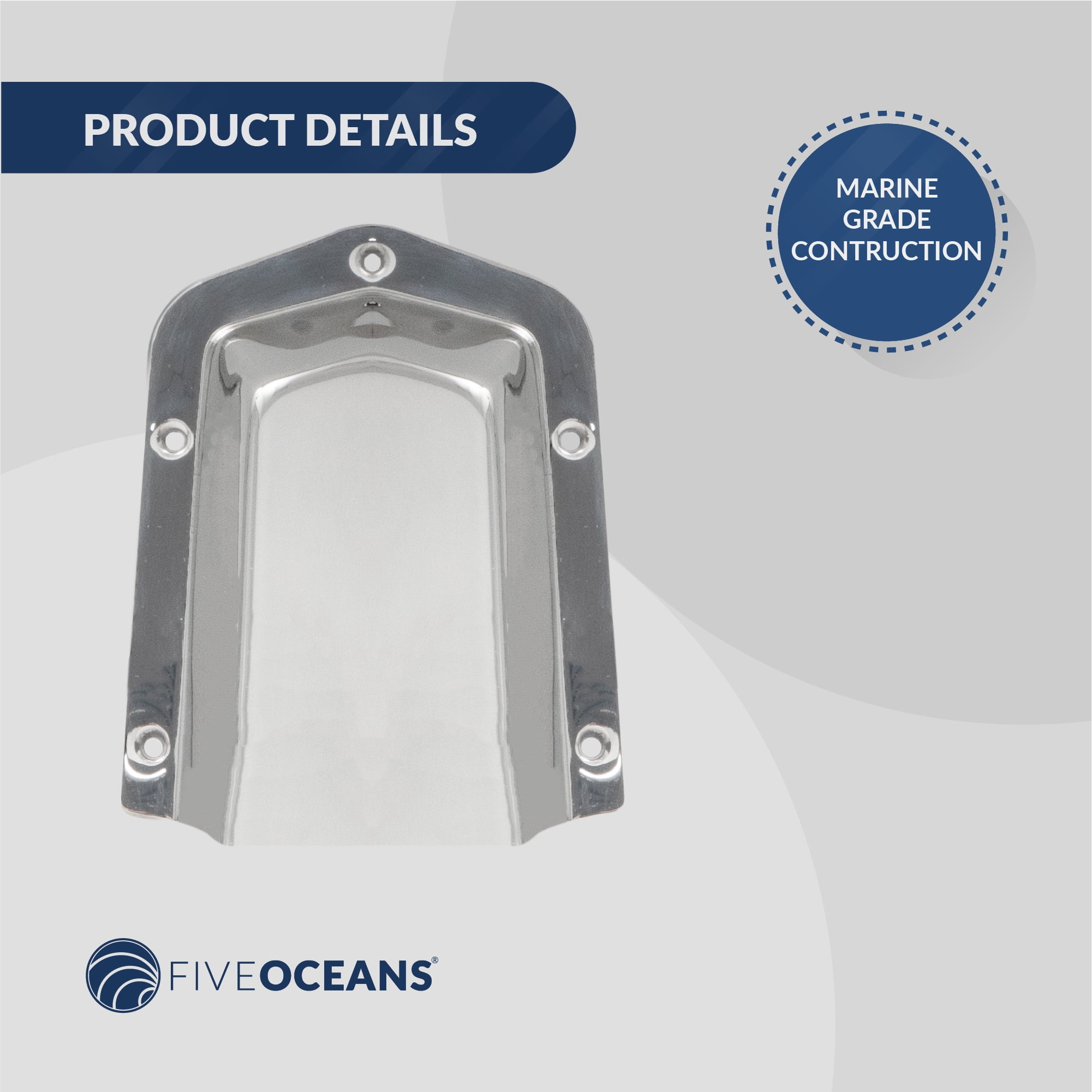 Five Oceans 316 Stainless Steel Marine Clamshell Vent Cover, Base 6-Inch L x 4-1/2-Inch W - FO4011