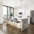 thumbnail image 2 of BELLEZE 30" Seat Height Bar Stools Upholstered Velvet Mid Back Barstool with Gold Metal Leg [Set of 1]- Hutton (Grey), 2 of 7