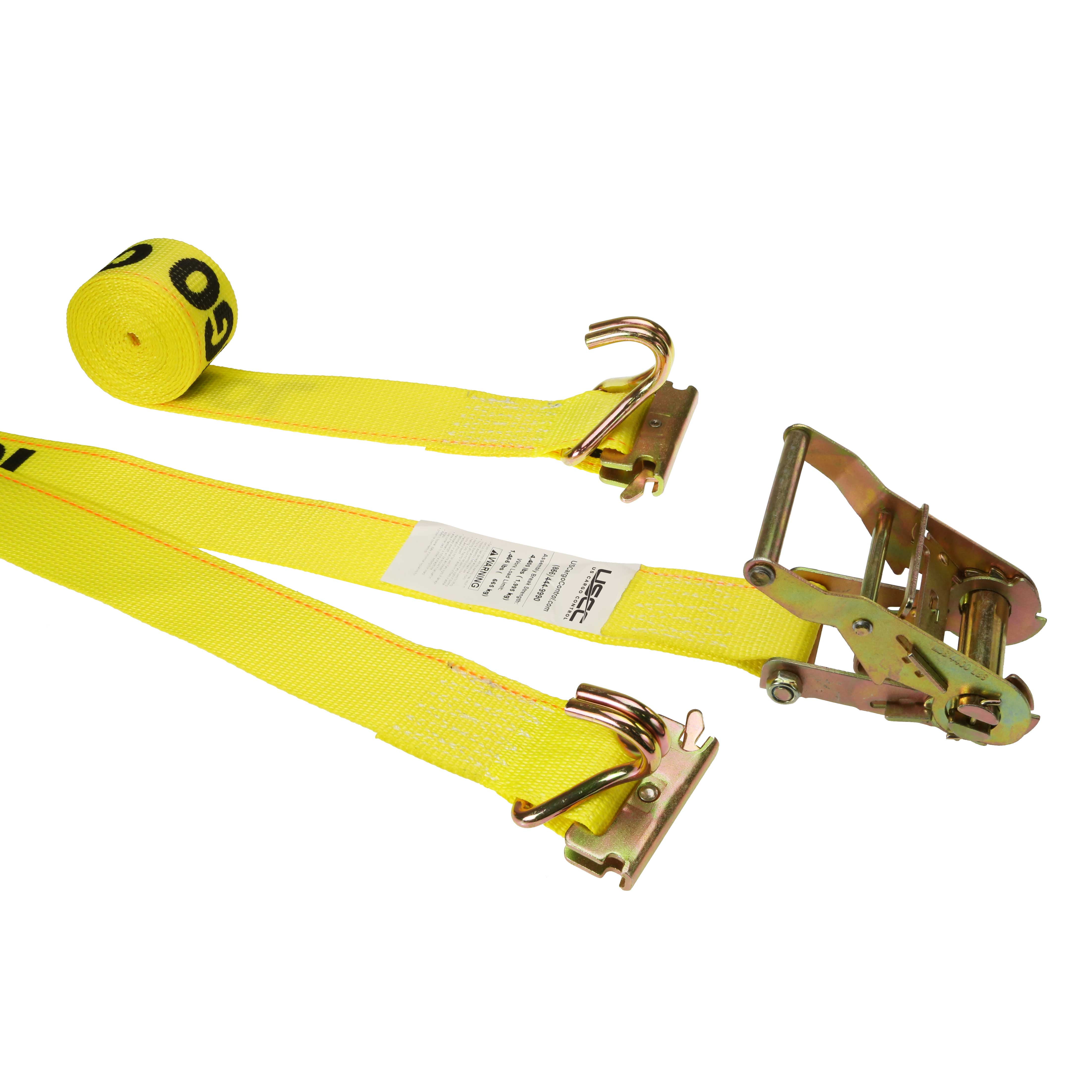 2'' X 12' Yellow ETrack Straps w/Spring EFittings and Wire Hooks