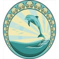 thumbnail image 3 of Dolphin Duvet Cover Set, Aquatic Mammal Jumping out of the Sea the Sun Behind Its Back Frame, Decorative 2 Piece Bedding Set with 1 Pillow Shams, Twin Size, Teal Yellow Black, by Ambesonne, 3 of 3