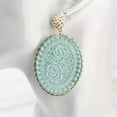 thumbnail image 2 of Boho Lattice Lace Floral Oval Shape Statement Earrings for Women Fashion Jewelry, 2 of 3