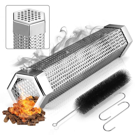 Pellet Smoker Tube 12-inch: Stainless Steel Wood Pellets Smoke Tube for Hot or Cold Smoking | BBQ Smoke Generator Tubes Works with any Grill and Smokers
