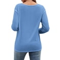 thumbnail image 4 of DYMADE Women Plus Size Loose Solid Color Button Irregular T-shirt Long Sleeve Top, 4 of 4