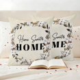 thumbnail image 3 of Home Sweet Outdoor Waterproof Pillow Covers, Wreath Botanical Farmhouse Plants Beige Decorative Square Throw Pillowcase Sofa Cushion Sham for Patio/Couch/Chair, 26"x26" 2 Pack, 3 of 8