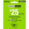 Simple Mobile $25 Unlimited Talk & Text 30-Day Prepaid Plan (3GB at high speeds) + International Calling Credit e-PIN Top Up (Email Delivery)