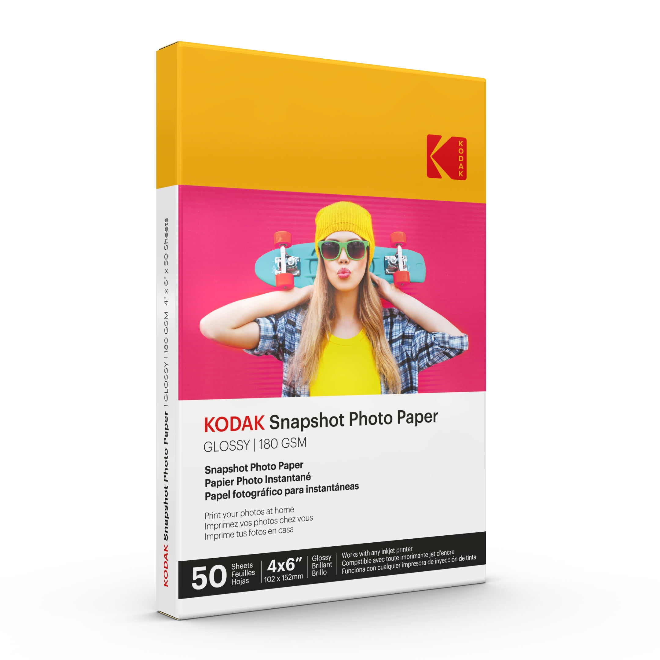 KODAK Photo Paper Gloss 4 X 6 SNAPSHOT 50 count, 48lb180 g/m 2 8.5MIL (41304)