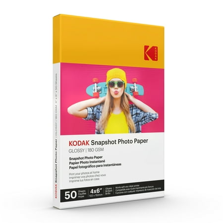 UPC: 0850033510058 | KODAK Photo Paper Gloss 4 X 6 SNAPSHOT 50 count  48lb-180 g/m 2 – 8.5MIL (41304)