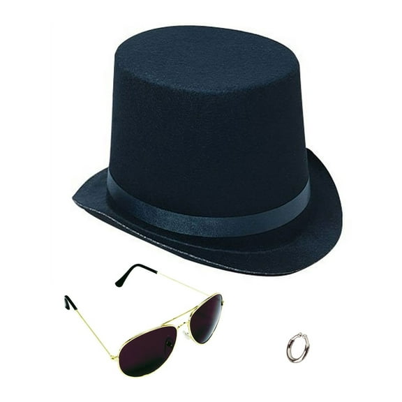 Lip Ring Top Hat And Aviator Sunglasses The Slash Bundle Costume Accessories