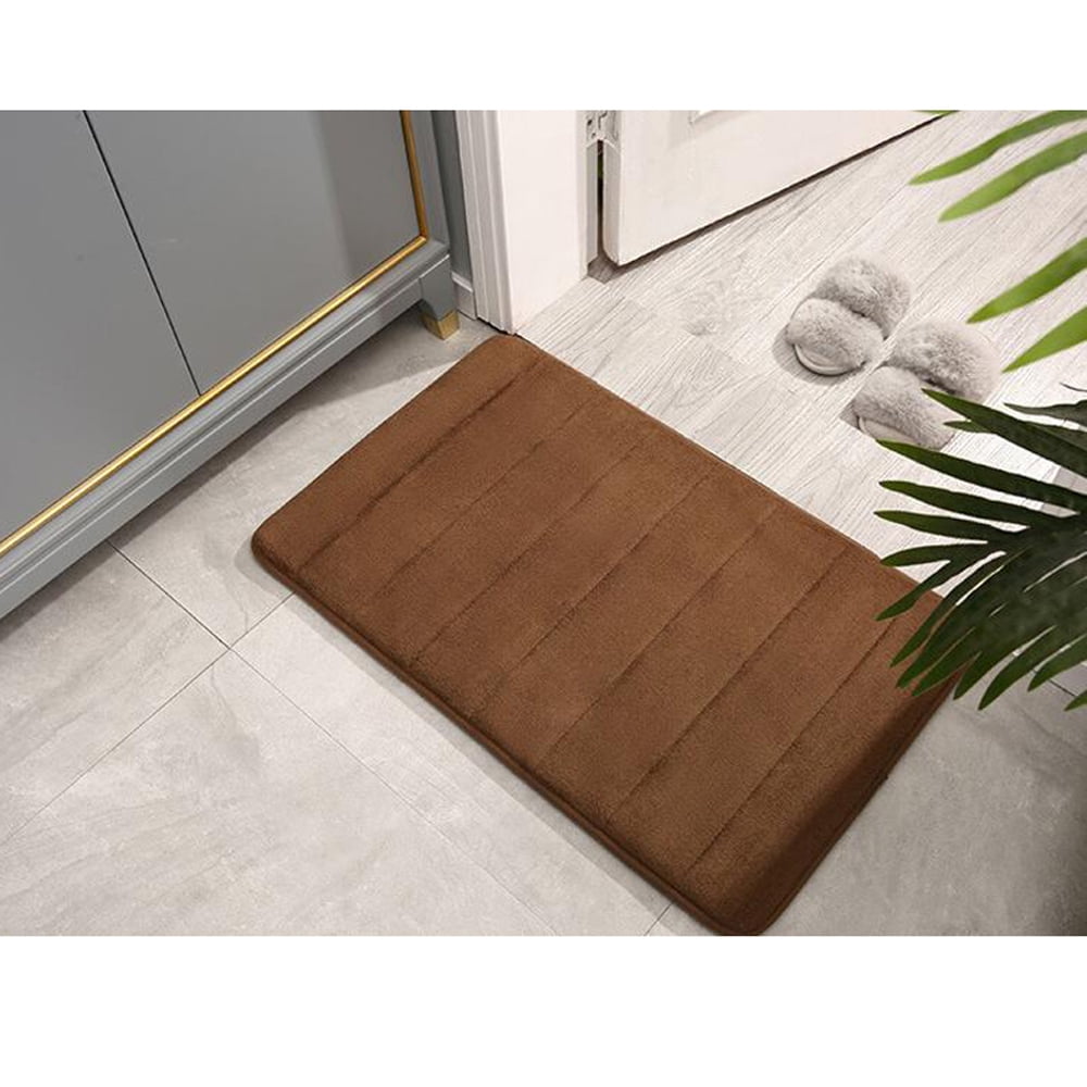 Soft Memory Foam Bathroom Rugs Absorbent Non-Slip PVC Backing 20" x 32" Brown Bath Mats Machine Washable