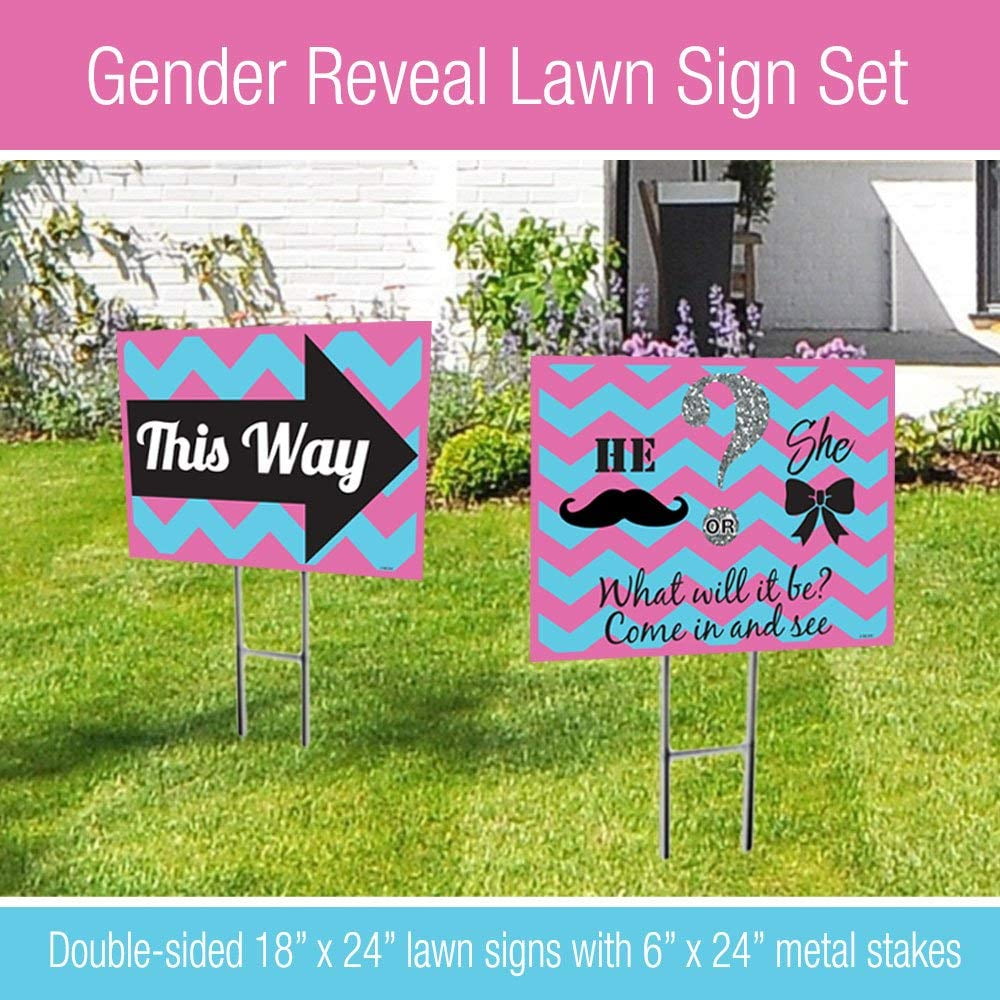 18x24 "Gender Reveal Party" double sided lawn sign kit with 6x24 H