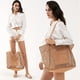 thumbnail image 4 of Style1 Bolso de mano de malla de playa, bolso de mano casual, bolso de hombro de día festivo de picnic en la playa, color naranja, 4 of 5
