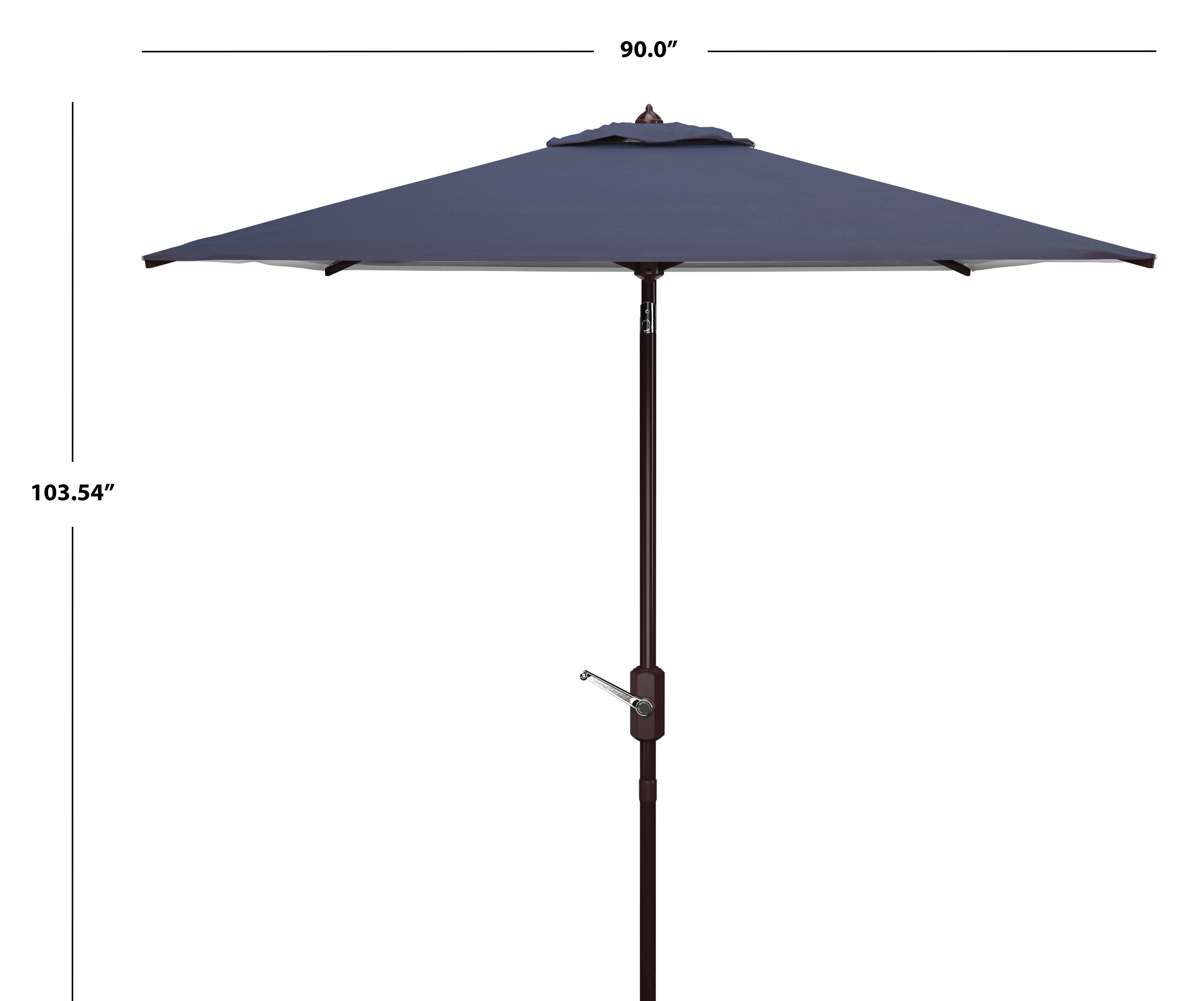 SAFAVIEH Outdoor Collection Athens 7.5-Foot Square Crank Umbrella Navy/White