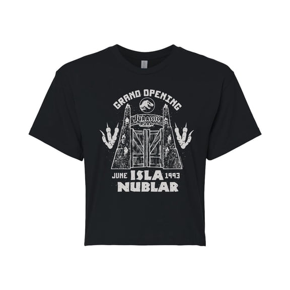 Jurassic Park - Isla Nublar Grand Opening - Juniors Cropped Graphic T-Shirt