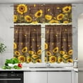 thumbnail image 2 of Wooden Board Sunflower 3-Piece Tier Curtains 36 Inch Long Country Kitchen Curtains Set Tab Top for Small Window Bathroom Farmhouse 54" x 18", 2 of 5
