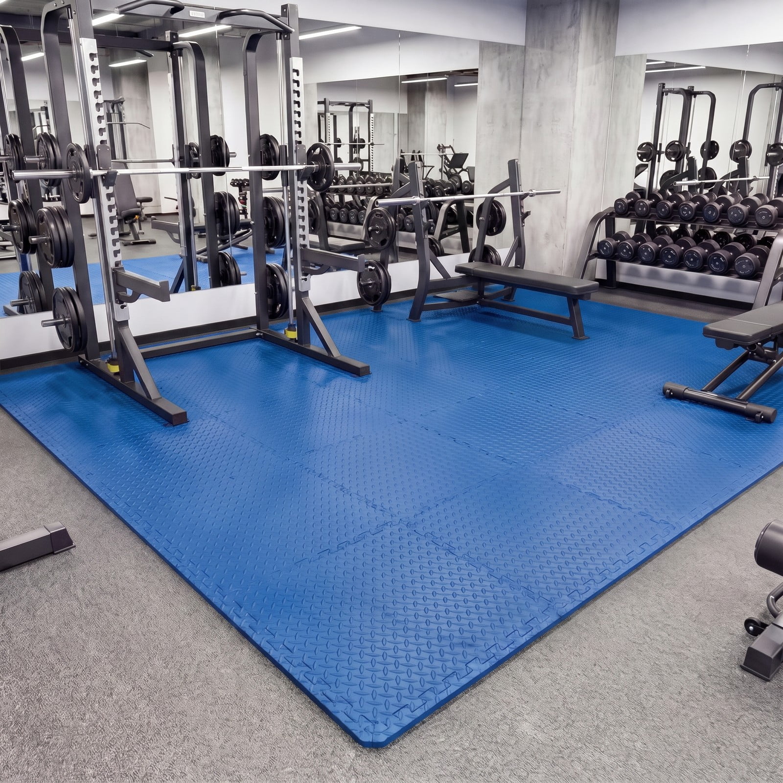 Airfind 24 Tiles Puzzle Exercise Floor Mat with Interlocking EVA Foam and Non-Slip Texture for Home Gym Equipment Protection, Blue