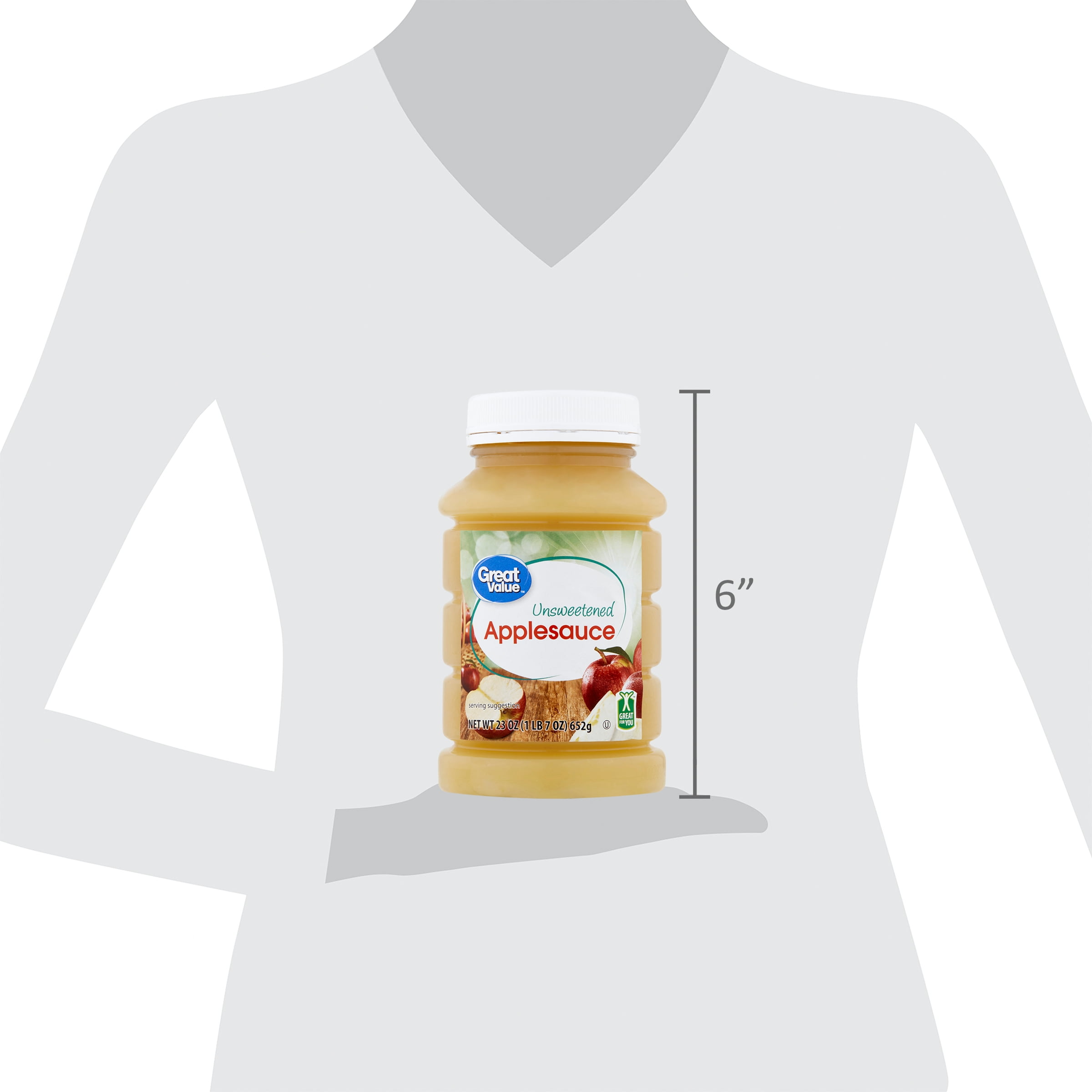Great Value Unsweetened Applesauce, 23 oz Jar