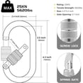 thumbnail image 2 of Heavy Duty Climbing Carabiner, Rated 25kN(5620lbs), Screw Locking Carabiner Clip, Oval Shape Carabiner for Rappelling, Hammocks, Aerial Work, Rigging, Rescue, Arborist, 2 of 8