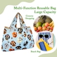 thumbnail image 5 of Wrapables Large Foldable Tote Nylon Reusable Grocery Bags, Stylish Doggies, 5 of 7