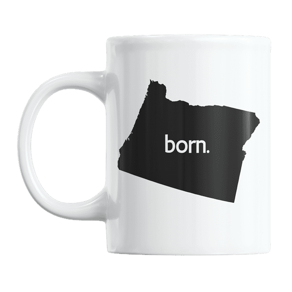 Oregon Born & OR USA State Map Outline, US Citizen Coffee & Tea Mug Cup (11oz)