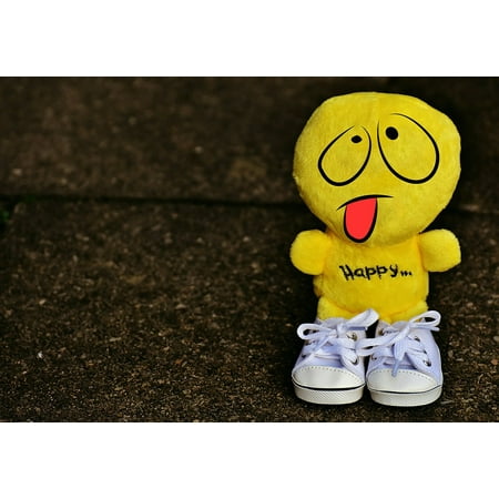 Canvas Print Smiley Sneakers Emoticon Funny Cheeky Emotion Stretched Canvas 10 x
