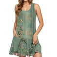 thumbnail image 2 of Viikei Womens Summer Dresses,Summer Dresses for Juniors,Women Casual Loose Summer Printed Dress Sleeveless V-neck Top/shirt Set Green XXL, 2 of 6