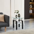 thumbnail image 3 of Tcbosik Glass Side Tables with Storage Set of 2, Square End Table with Open Shelf, 2-Tier Night Stand for Living Room, Bedroom, Easy Assembly, Clear & Black, 3 of 5