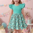 thumbnail image 4 of Girls Easter Dress Mint Green Easter Bunny Egg Print Dress Ruffle Sleeves A-Line Kids & Girls,Size 11-12 T, 4 of 6