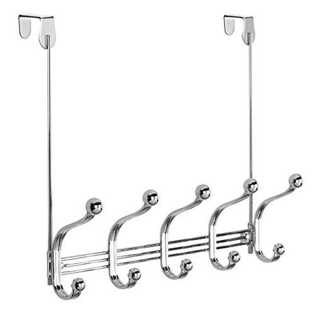 Wall Hanging Coat Rack (InterDesign York Lyra Wall Mount/Over Door Storage Rack – Hanging Hooks for Coats, Hats, Robes and Towels – 5 Dual Hooks,)