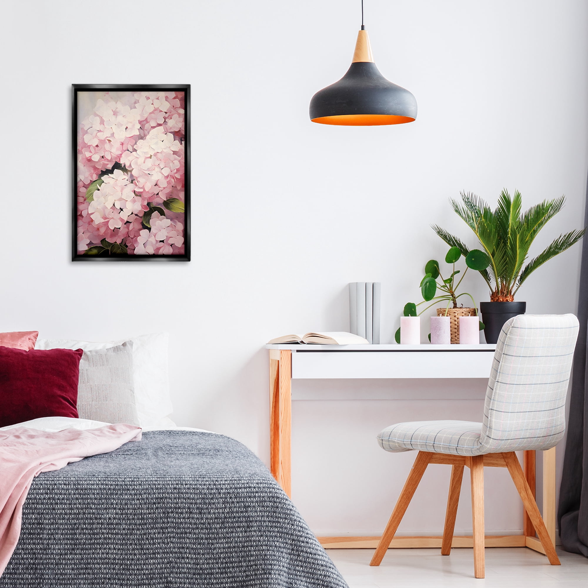 Stupell Industries Blush Pink Hydrangeas Botanical & Floral Painting Black Floater Framed Art Print Wall Art, 17 x 25