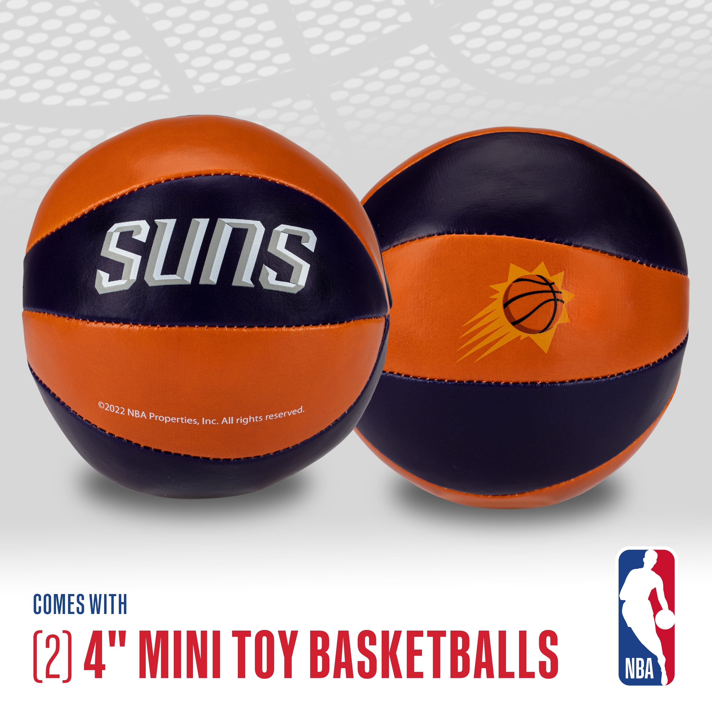 Franklin Sports NBA Phoenix Suns Toy Basketballs - 2 Pack of Kids Soft Mini Basketballs for Over the Door + Indoor Hoops - NBA Fan Shop Kids Soft Toy Basketballs - (2) Mini Balls Included