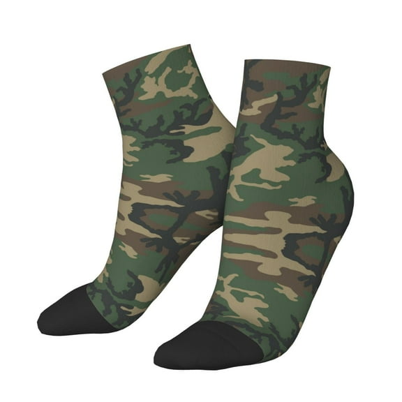 Women Men Athletic Socks Camouflage Pattern Cushioned Quarter Ankle Socks