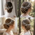 thumbnail image 5 of Miallo Bridal Hair Vine with Combs - Silver Pearl Crystal Headpiece for Wedding - Floral Back Hair Accessories for Bride, 5 of 8