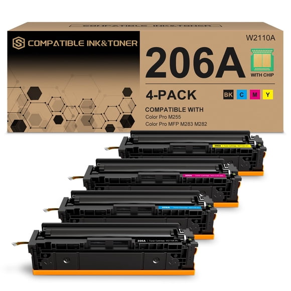 Cartuchos de tóner S SMARTOMNI 206A, paquete de 4 para impresora HP