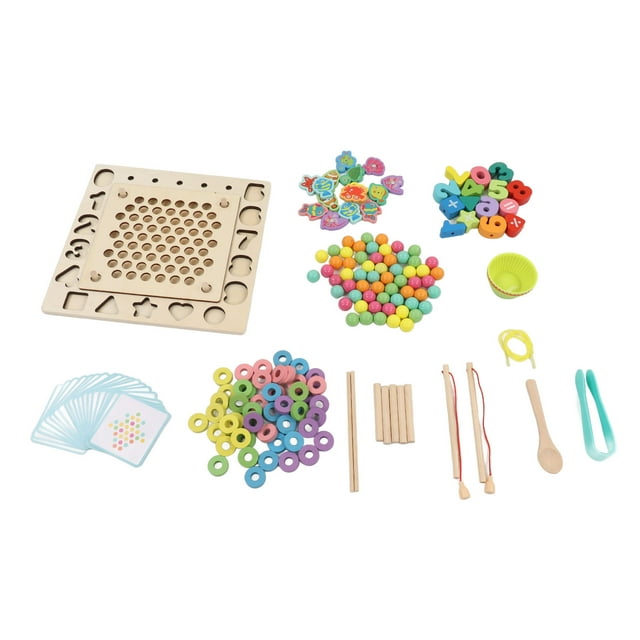 Tablero de pesca con cuentas de madera, tablero de pesca con cuentas con clip, tablero de aprendizaje de pesca con cuentas, juego educativo con clip de pesca, mejore su experiencia