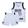 thumbnail image 3 of Lone Ranger Team 77 Donchic Embroidered Jersey Blue White Basketball Jersey Vest Sports Suit for Men, 3 of 5
