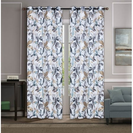 2-PC Room Darkening Window Curtain with Floral Design 84 inches length/tall Each, Decorative Floral Design Print, light filtering best for living room, bedroom, dining room, (The Best Curtains For Living Room)
