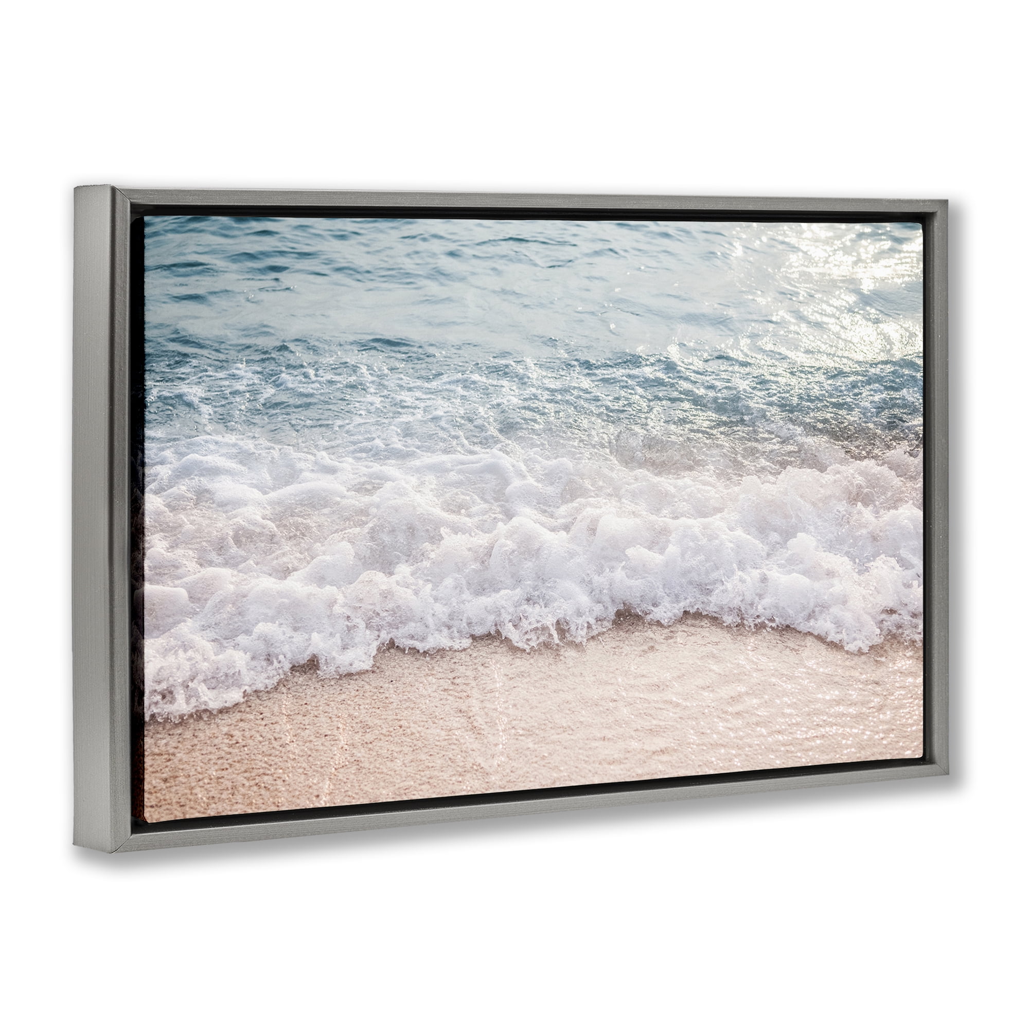 Stupell Industries Aerial Ocean Foam Landscape & Nature Photography Gray Floater Framed Canvas Art Print Wall Art, 25 x 17
