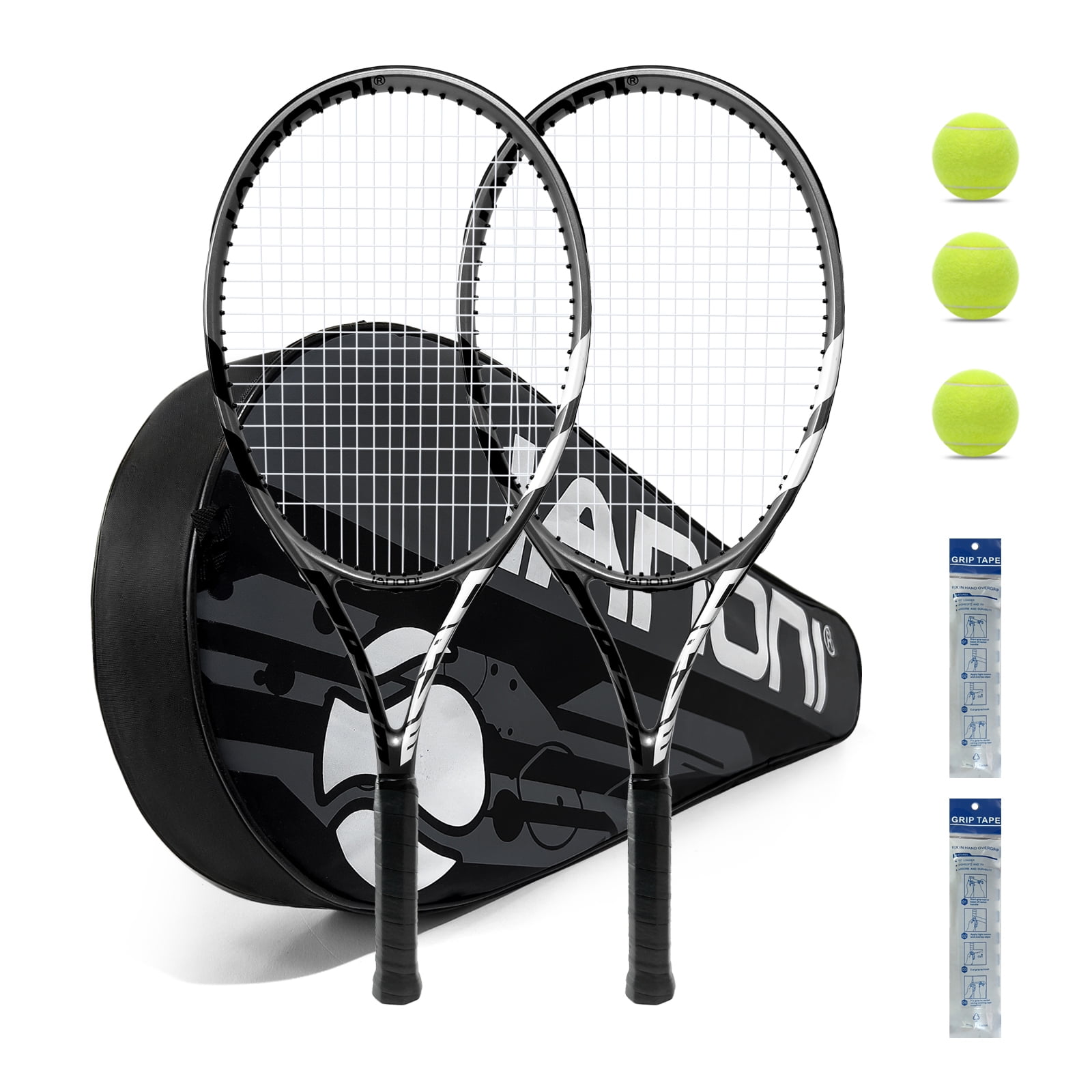 IANONI Tennis Rackets for Adults Beginner Tennis Racquets 2 Carbon Tennis Racket with 3 Balls