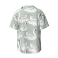 thumbnail image 6 of Lsque White Birds print Men's Cuban Collar Short Sleeve Shirt Summer Beachwear Casual Button Down Fashionable Vacation Leisure Shirt-X-Large, 6 of 7