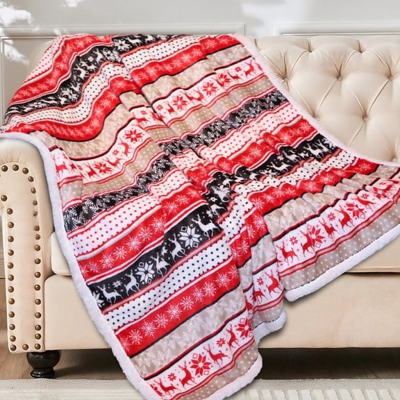 Hitime Christmas Sherpa Fleece Throw Blanket for Couch Bed Sofa Adults -Soft and Warm Blanket for Winter, Thick and Fuzzy Throw Blanket (Throw - 50" x 60")