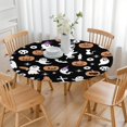 thumbnail image 3 of Halloween Ghosts Pumpkins and Spooky Icons Round Fitted Tablecloth with Elastic Edge,Dining Table Cover Waterproof,Outdoor Round Tablecloth for Camping,Dining,Indoor and Outdoor, 3 of 7